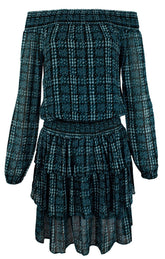 Michael Kors Georgette Off-The-Shoulder Blouson Dress (L)